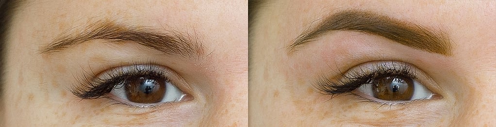 Dermopigmentazione delle sopracciglia di Barbara - Prima e dopo